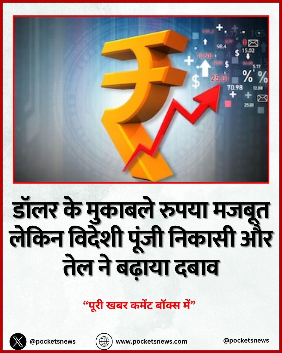 डॉलर के मुकाबले रुपया मजबूत लेकिन विदेशी पूंजी निकासी और तेल ने बढ़ाया दबाव