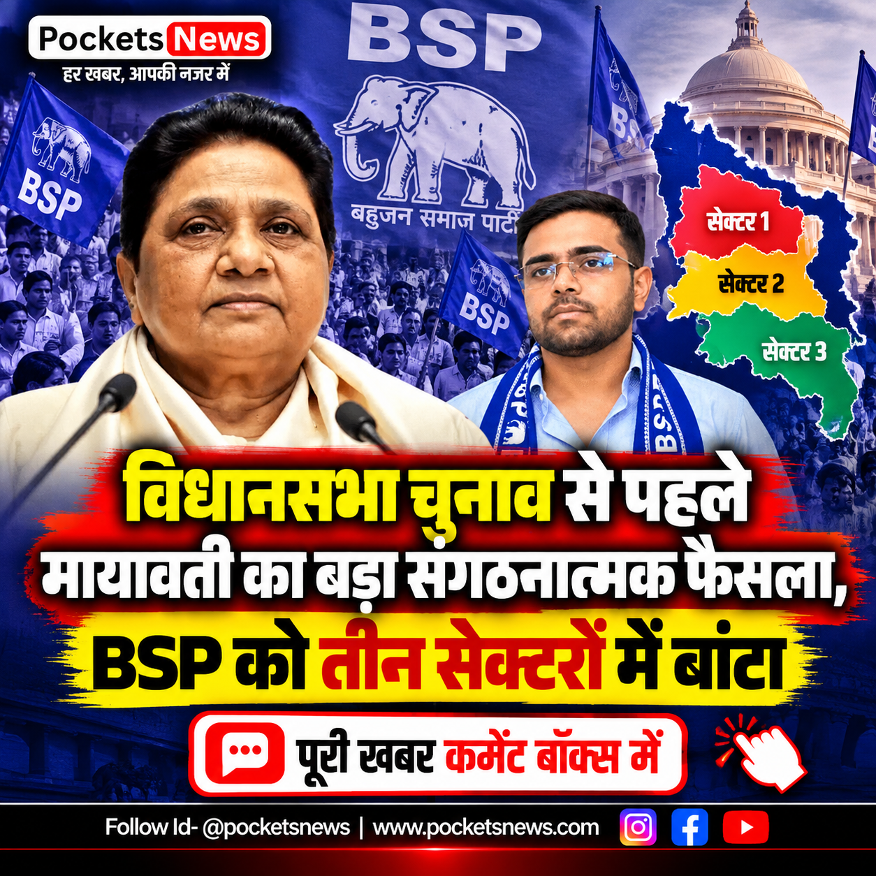 विधानसभा चुनाव से पहले मायावती का बड़ा संगठनात्मक फैसला, BSP को तीन सेक्टरों में बांटा