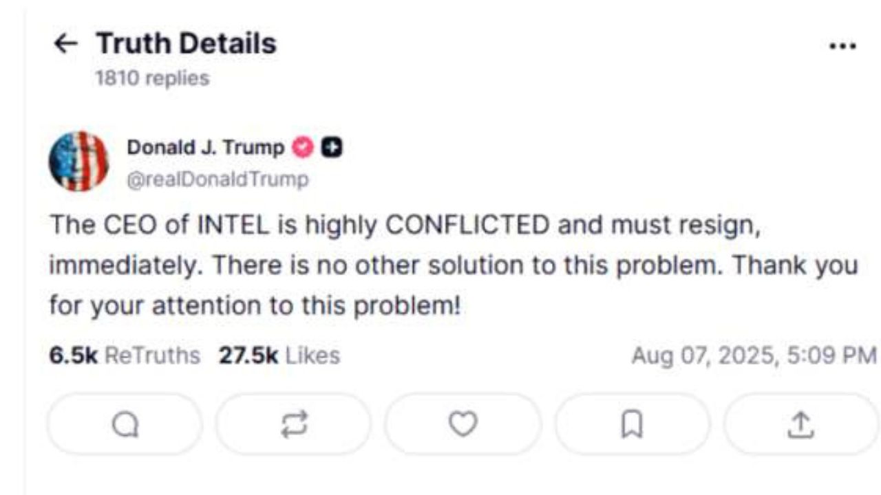 अमेरिकी राष्ट्रपति Donald Trump ने इंटेल के CEO लिप-बू टुन से मांगा इस्तीफा, चीन से संबंधों पर उठे सवाल