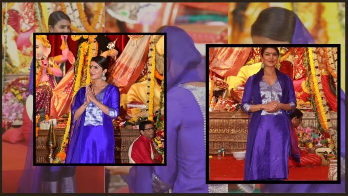 मुंबई दुर्गा पूजा पंडाल में Priyanka Chopra का सादगी भरा लुक वायरल, सूट की कीमत जानकर उड़ जाएंगे होश