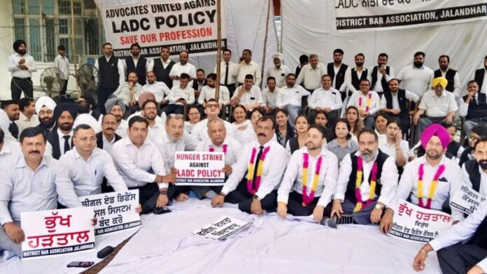 जालंधर में LADC नीति के विरोध में वकीलों का आंदोलन तेज, पांचवें दिन भी भूख हड़ताल जारी
